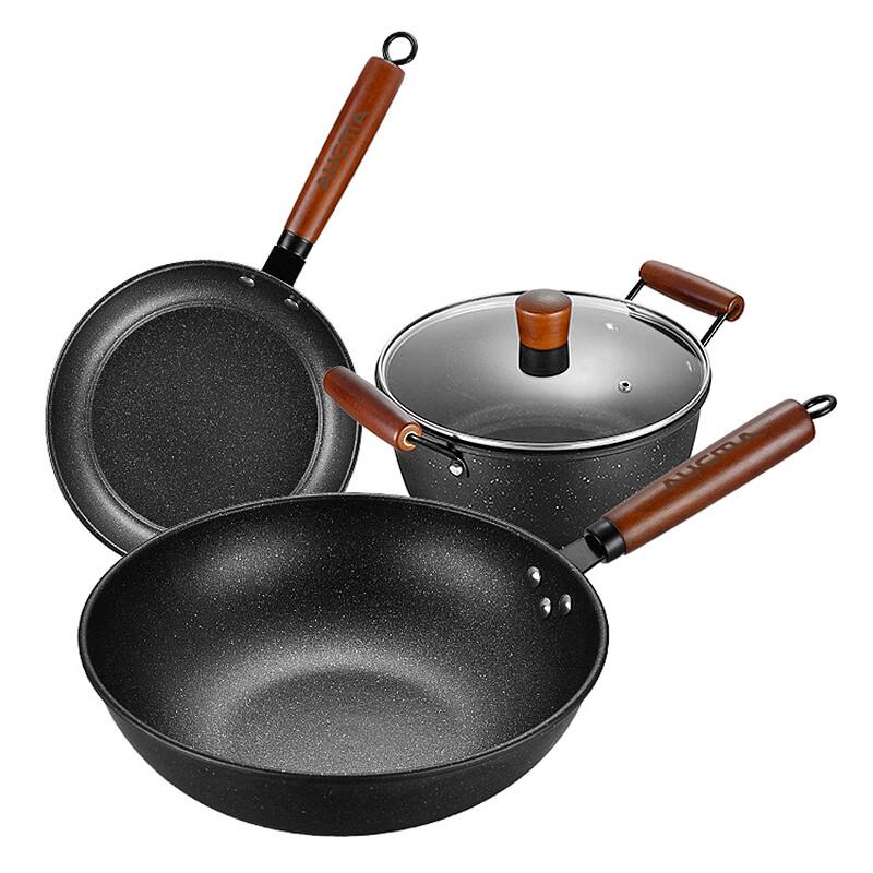 Aucma Black Crystal Non-stick Cookware Set