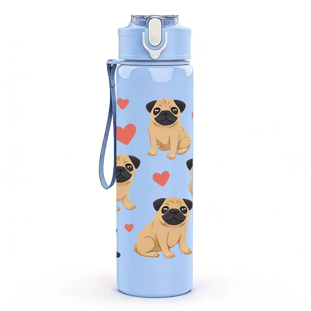 1 PZ Gruppo di Cuccioli Marroni Multipli 750ml Bottiglia d'Acqua Sportiva in Plastica Colorata Tappo con Cannuccia a Flip Anti-perdita Per Sport Ufficio Uso Domestico