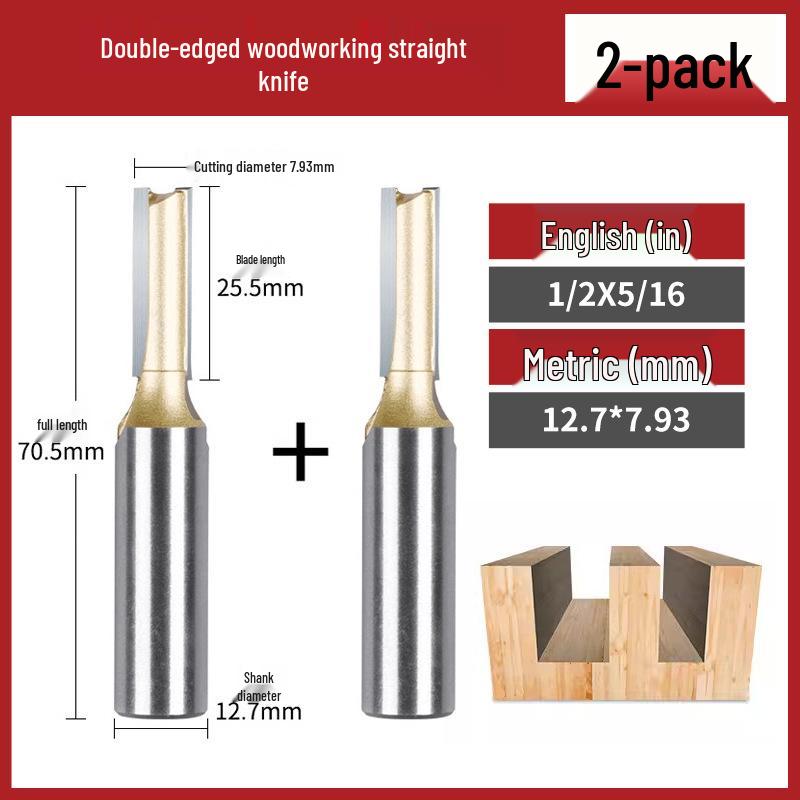Tiangong Double-Edged Woodworking Carving & Trimming Milling Cutter, Lengthened Wood Milling & Grooving Tool.