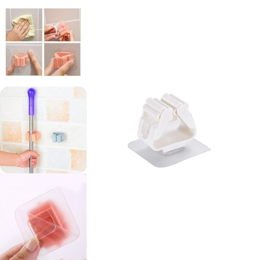 Stylish Wall Mounted Mop Organizer Holder With Sturdy Storage Rack For Kitchen Tools