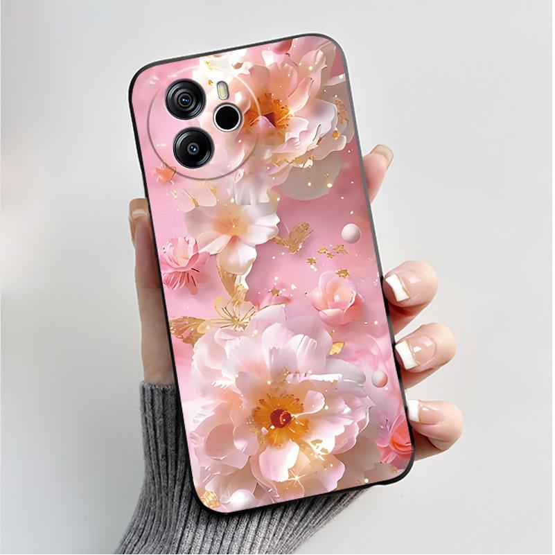 Per Oscal Tiger 12 13 Custodia Moda Farfalla Fiore Nero Morbido Silicone Custodia per Telefono per Blackview Oscal Tiger12 Tiger13 Cover