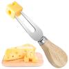 Stainless Steel Cheese Knife Set with Oak Handles: Butter Knife, Pizza Knife, Cheese Knife, and Fruit Fork (4-Piece)