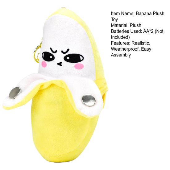 Peluche de Plátano Musical, Metrónomo Sensible a la Fruta Plátano con Sonidos, Juguete de Sonido Interactivo para Niños, Lindo Llavero de Fruta con Sensor de Movimiento