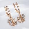 Rose Gold Color Creative Crystal Flower Drop Earrings For Women Fashion Natural Zircon Accessories Vintage Jewelry