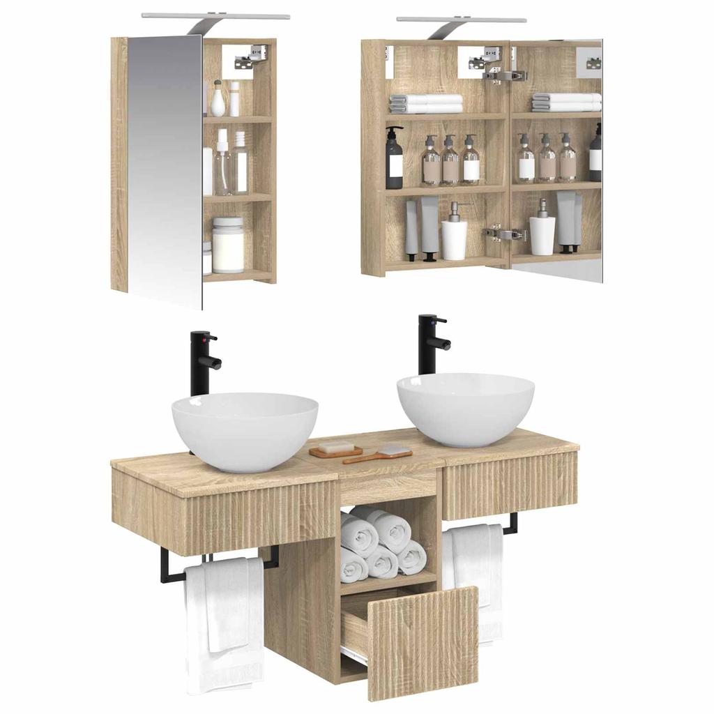 5 Piece Bathroom Cabinet Set Sonoma Oak 40 x 10.5 x 60.5 cm