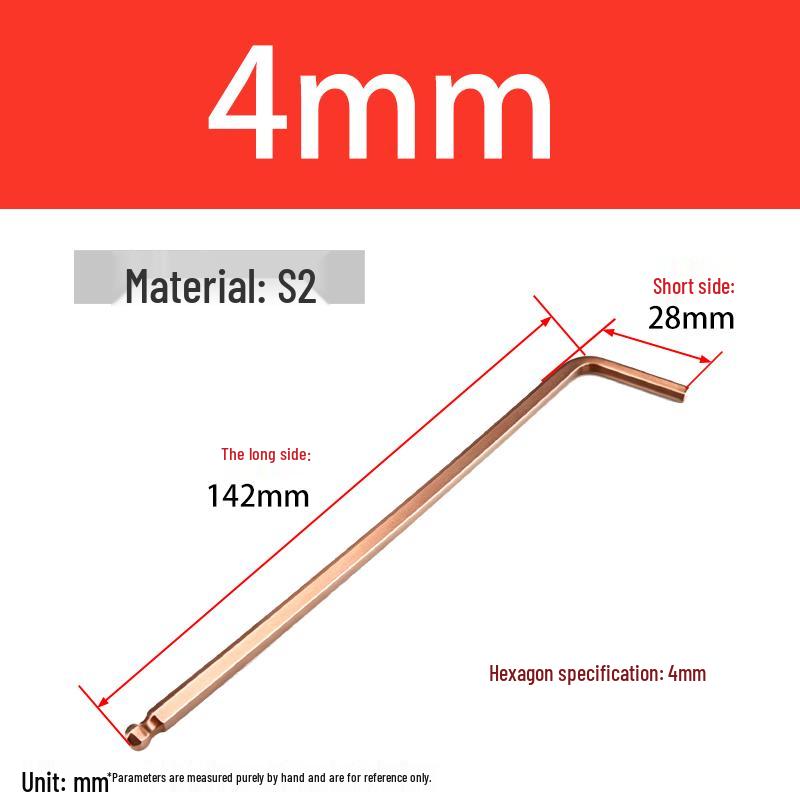 S2 Extended Ball End Hex Key Set, L-Shaped, 6-Sided, Sizes 2-12mm