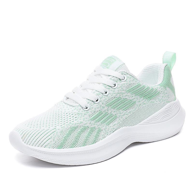 

Весенние новые спортивные и повседневные туфли на плоской подошве из летучего трикотажа, корейская версия универсальные женские туфли на шнуровке, большой размер 35-42 42