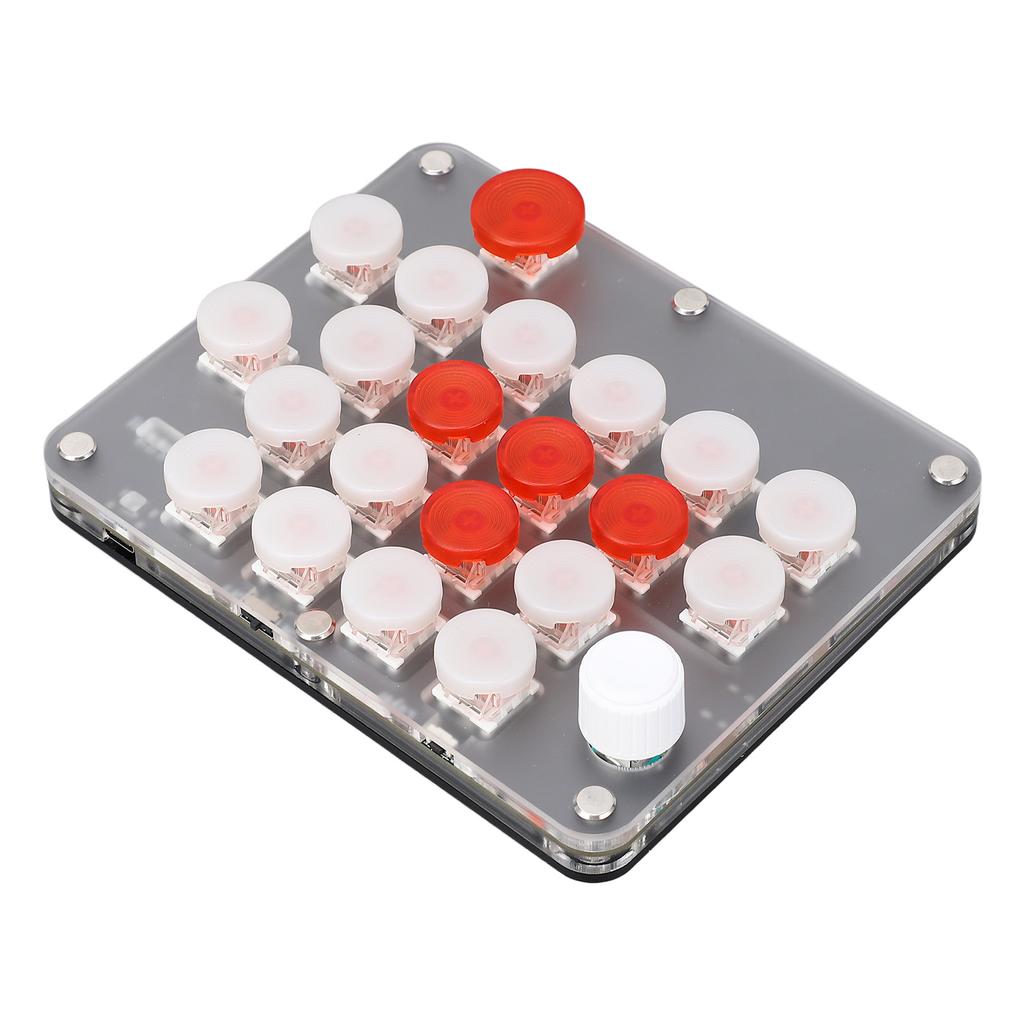 21 Keys Programmable Keyboard with Knob Red Axis USB C BT Connection One Handed Macro Mechanical