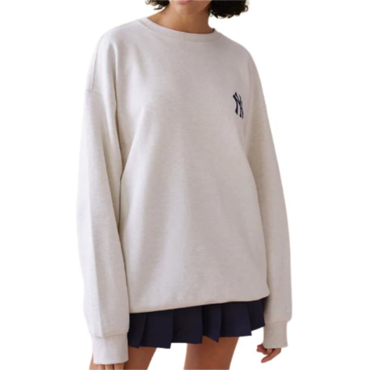 New Era FW24 MLB Trend Basic Series New York Yankees Loose NY Print Crewneck Long Sleeve American Sweatshirt Unisex Sweatshirt Ivory 14385255
