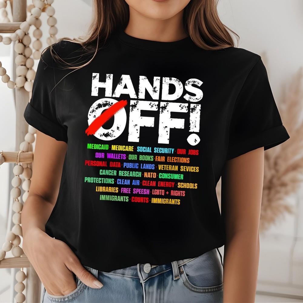 

Hands Off Protest T Shirt, Political Activism Shirt, Anti MAGA FDT, Anti Trump XL
