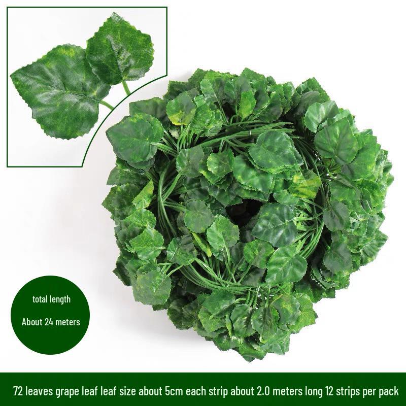 Artificial Rattan Vines for Pipe and Ceiling Decoration - Fake Green Leaves