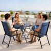 Folding Garden Chairs Set of 4, Foldable Garden Dining Chairs with High Back, Armrests, Texteline Seat, Navy Blue