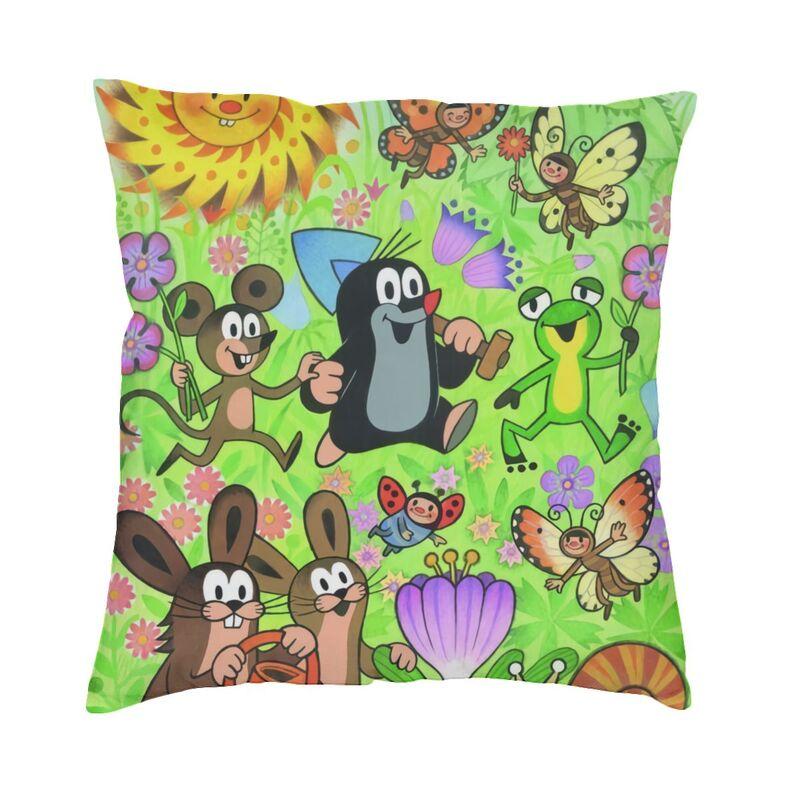 Federa Cuscino Cartoon Krtek Little Maulwurf Stampa Double Side Cuscino da Pavimento Talpa Divertente per Auto Federa Fresca Decorazione Casa