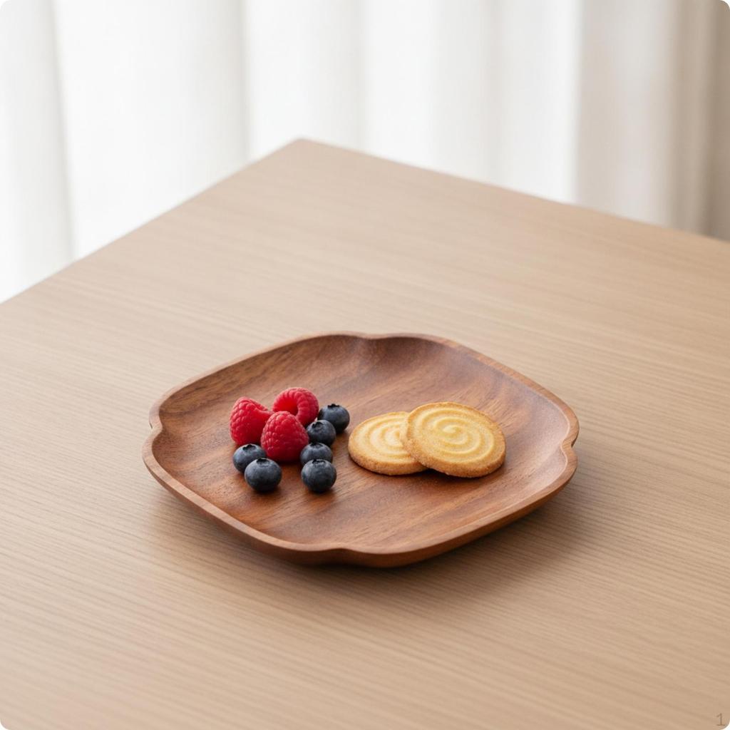 Bandeja de Madera de Nogal Tallada Decorativa para Mesa de Café Plato Corazón