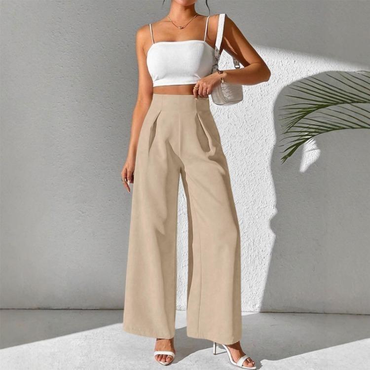 Women Fashion Casual Trousers High Waisted Wide Leg Pants