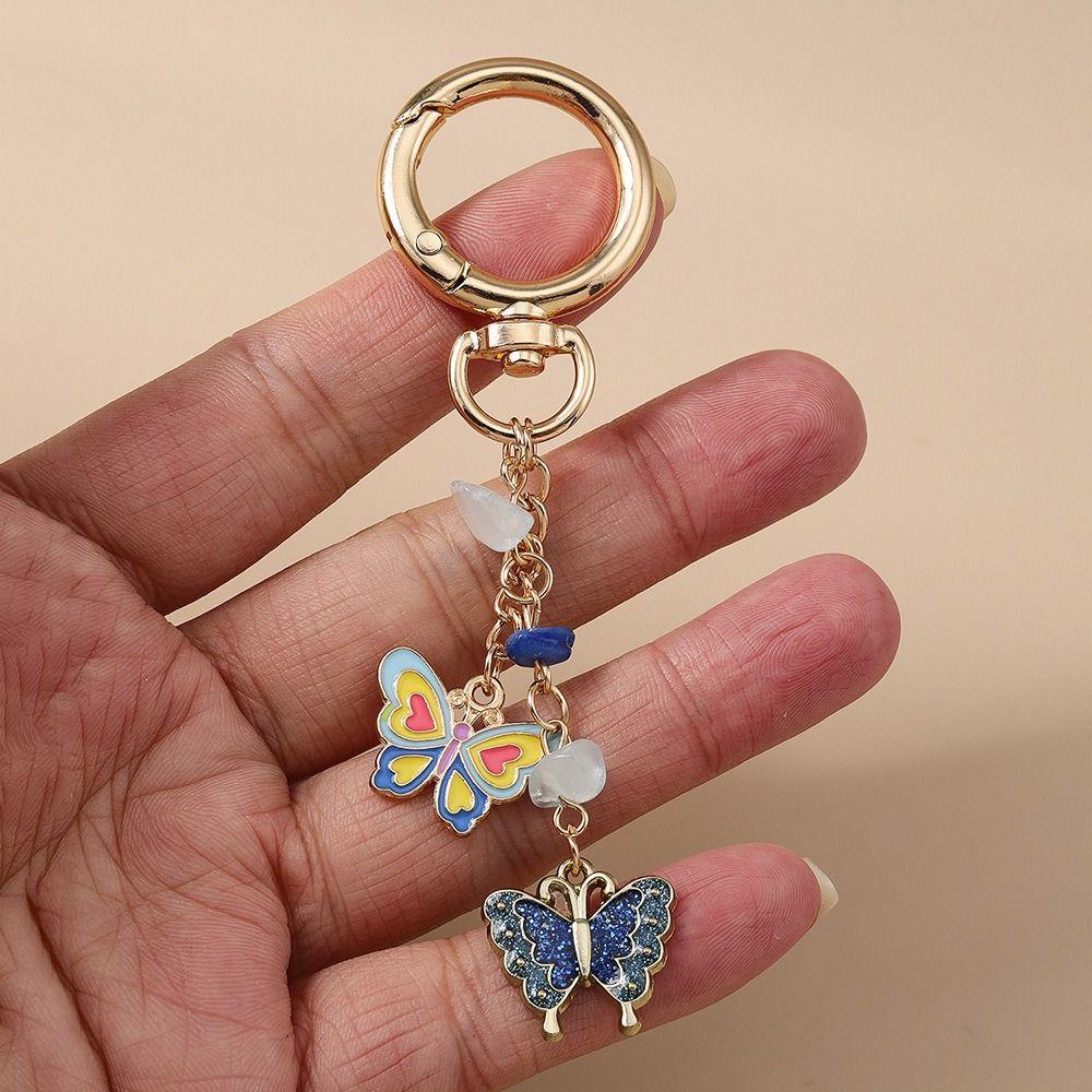 Zinc Zinc Alloy Enamel Butterfly Keychain DIY Heart Key Ring Lovely Bag Charm  Car Keyring