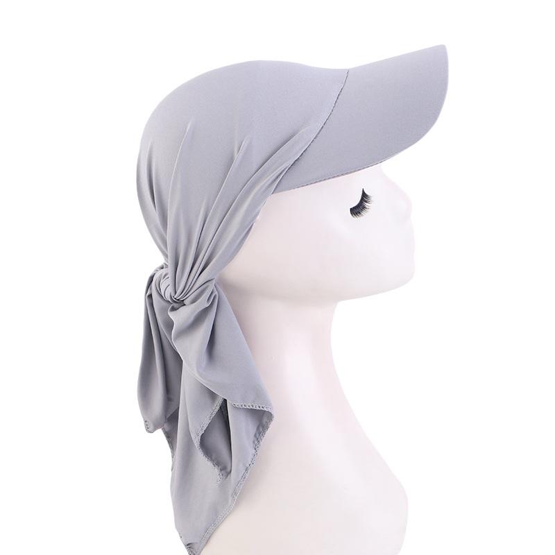 

1Pcs Women Classic Solid ColorTurban Hat Outdoor Femme Brim Sunshade Hats Curved Hat Baseball Cap Sun Hats Headscarf Scarf One Size серый