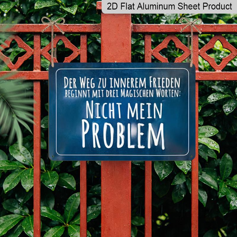 2D Flat 1pc "Nicht Mein Problem" Vintage Metal Sign - German Quote Wall Decor, 7.87x11.81inch, Aluminum Plaque with German Text, Ideal for Home