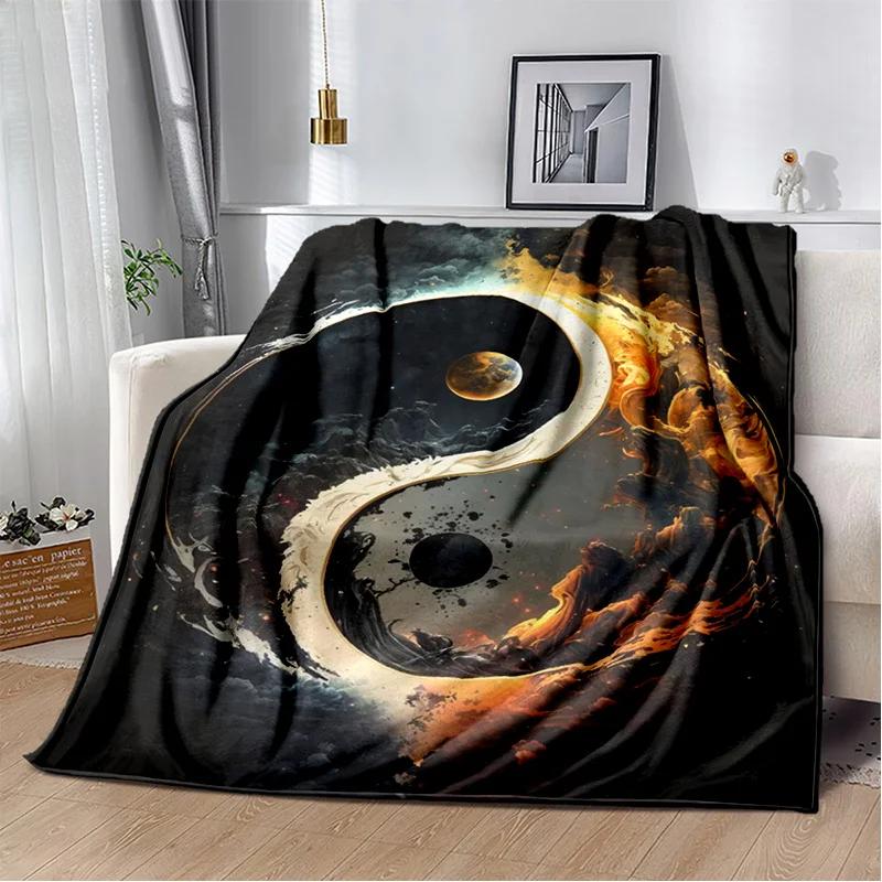 3D Naturalize Yin and Yang Chinese Tai Chi Blanket,Soft Throw Blanket for Home Bedroom Bed Sofa Travel Office Cover Blanket Kids