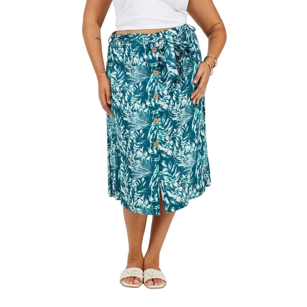 Brave Soul Womens/Ladies Tropical Plus Midi Skirt