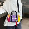 Blocking Design Color Kid Casual Single Shoulder Cylindrical Bag With Pendant