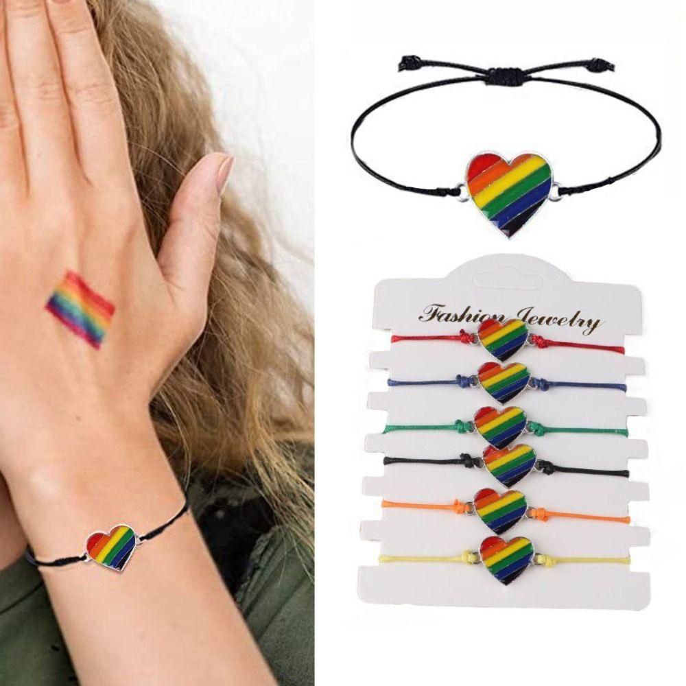 6Pcs Boho Couple Bracelet Colorful Friendship Braided Rope Rainbow Beaded Bracelet Couples