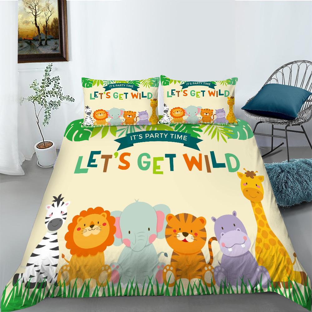 Cartoon Animal Series Bedding Three-Piece Polyester Dinosaur Digital Printing