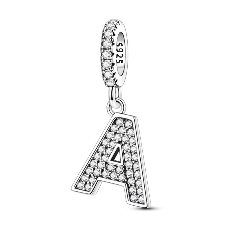 Originale DIY A-Z Alphabet Anhänger Perle Kupfer Eingelegter Zirkon Liebesbriefe Dangle Schmuck Geschenk Passend für Armreif