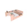 Lit double en bois - MUVOE - 140x200 cm - avec bureau - 2 tiroirs - couleur rose