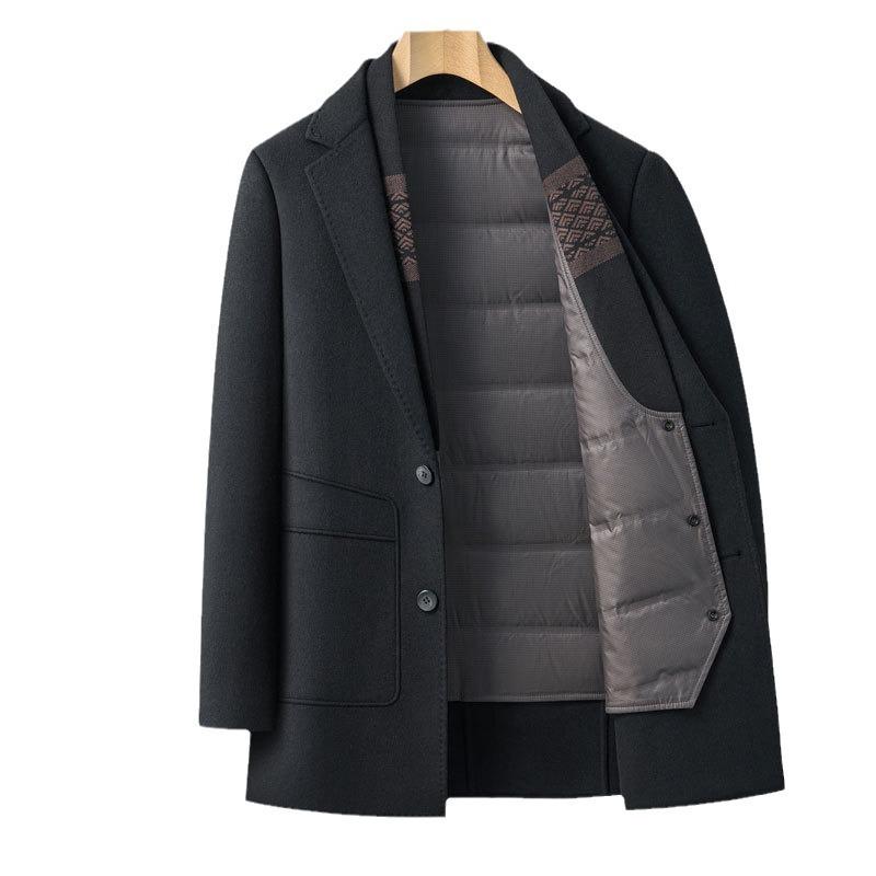 High-end Business Casual Autumn and Winter Men's Coat High-quality Double-sided Tweed Coat Middle-aged Dad's Top