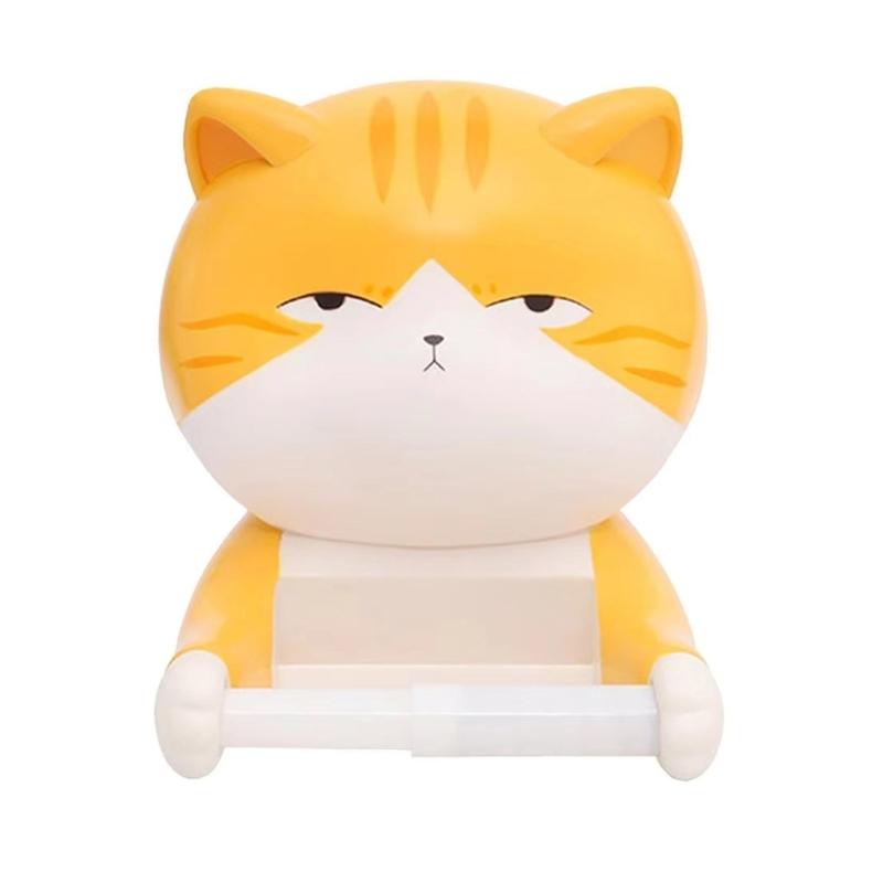 

Functional Kitten Sculpture Tissue Holder Space Saving Designs Paper Roll Stand Toilet Tissue Hangers for Home Convenience 1 светло-желтого