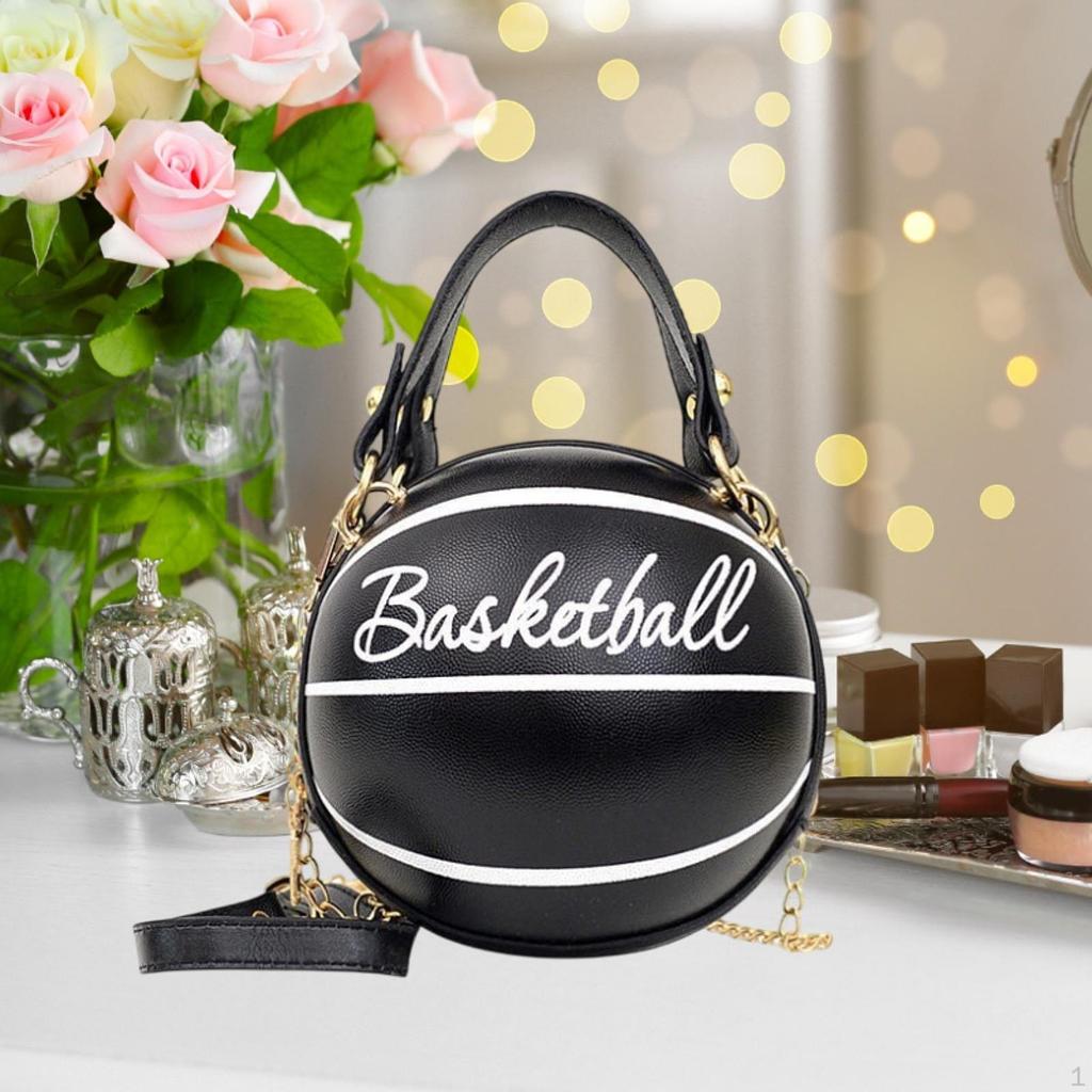 Basketball Shaped Crossbody Bag Clutch Zipper PU Shoulder for Vacation Phone