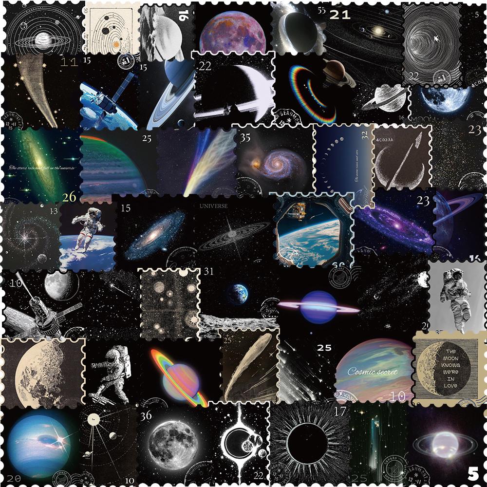 50 pièces Autocollants Planète Univers Mystérieux Décoration DIY Pour Moto Ordinateur Portable Téléphone Valise Vélo Autocollants Dessin Animé Cool Jouet