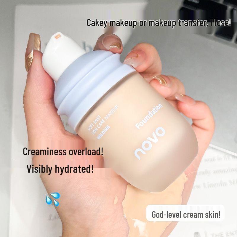 NOVO Soft Mist Long-Lasting Foundation & Concealer - Oil Control, Waterproof, Sweatproof, No Caking or Smudging, for Dry & Oily Skin.