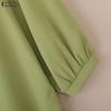 ZANZEA Women Casual Round Neck Solid Color Loose 3/4 Sleeve Blouse