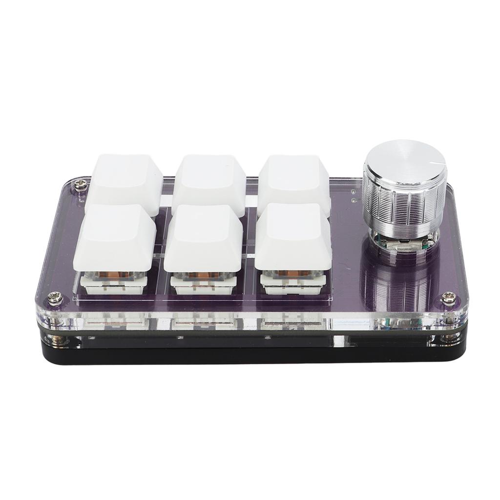 Shortcut One Handed Mechanical Keyboard Multifunction Mini 6 Key Gaming Keypad with RGB Light Knob