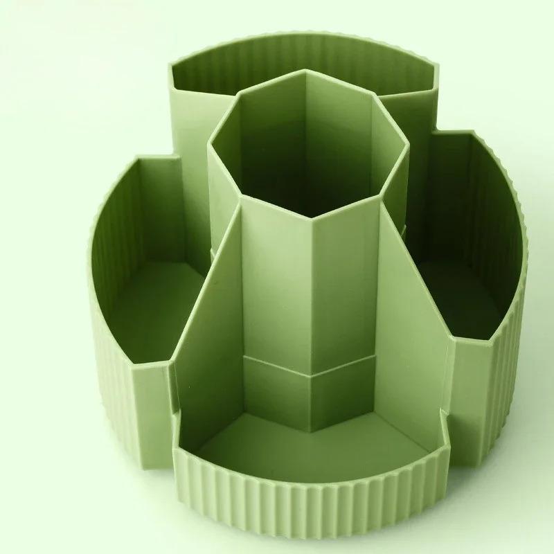 Desktop Stationery Organizer 5 Slots Stationery Storage Box 360 Degree Rotating Cute Pencil Cup Pot for Home Office School