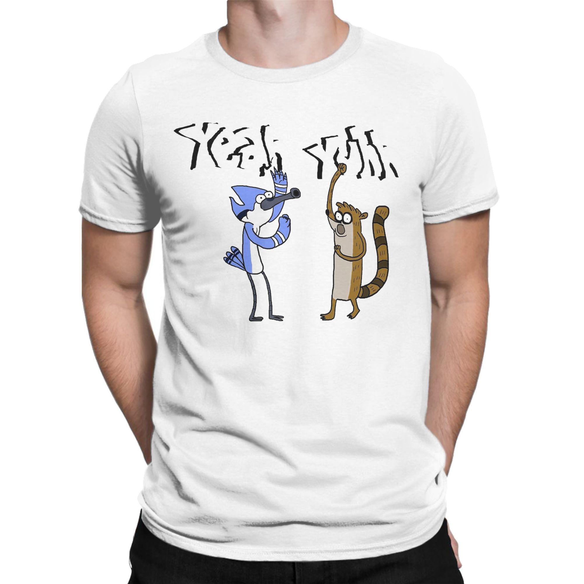 Lucky starfish Top Zomer Yeah Yuhhh Mordecai en Rigby Regular Show T-shirt Voor Unisex Puur Katoen T-shirt Korte Mouw Kleding S