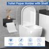 Toilet Paper Holder with Phone Shelf Wall Mounted Matte Black Toilet Roll Dispenser Stainless Steel Tissue Roll Holder for Home
