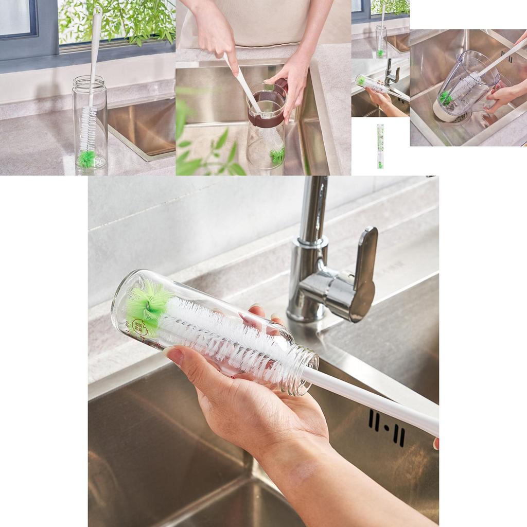 Long Handle Plastic Brush For Efficient Cleaning Of Bottles Cups And Kitchenware