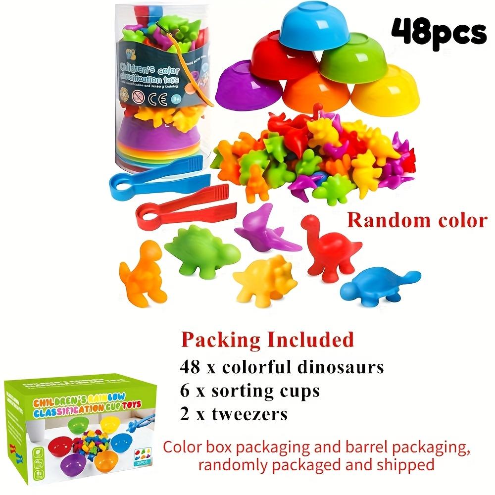 36/48/56pcs Counting Matching Game Toys with Rainbow Bowls -Color Sorting & Sensory Training Toys for Boys &Girls, Learning Gift