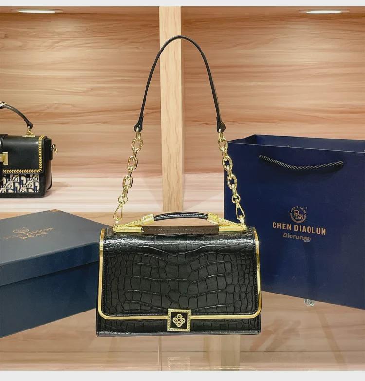 2024 Summer Women's Handmade Genuine Leather Crossbody & Shoulder Bag - Light Luxury, High-End Commuter Style