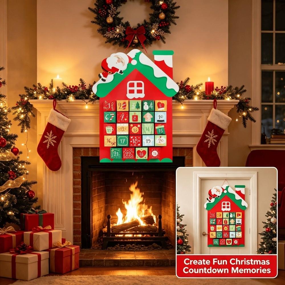 Handmade Christmas Advent Calendar DIY Santa Hanging Advent Calendar Home Wall Decor