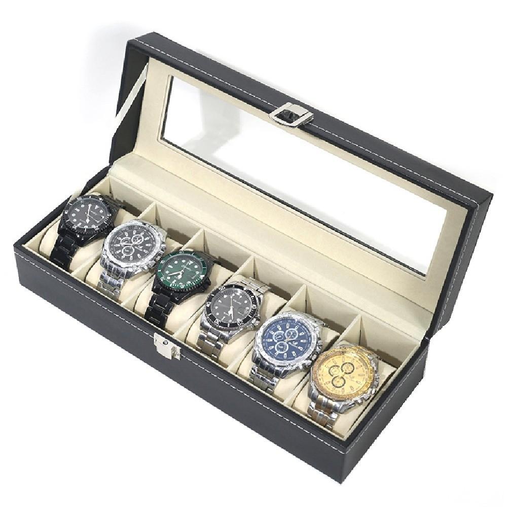 2/3/6/10/12 Grids Jewelry Box Watch Holder Watch Storage Box Lockable Leather Flocking Cloth Watch Display Box