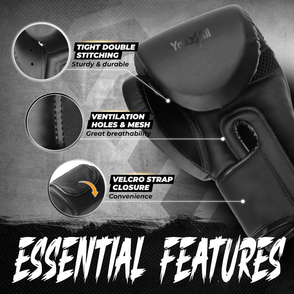 Yes4All Boxing Gloves Black 14oz Length 35 X Width 29cm [Parallel Import]