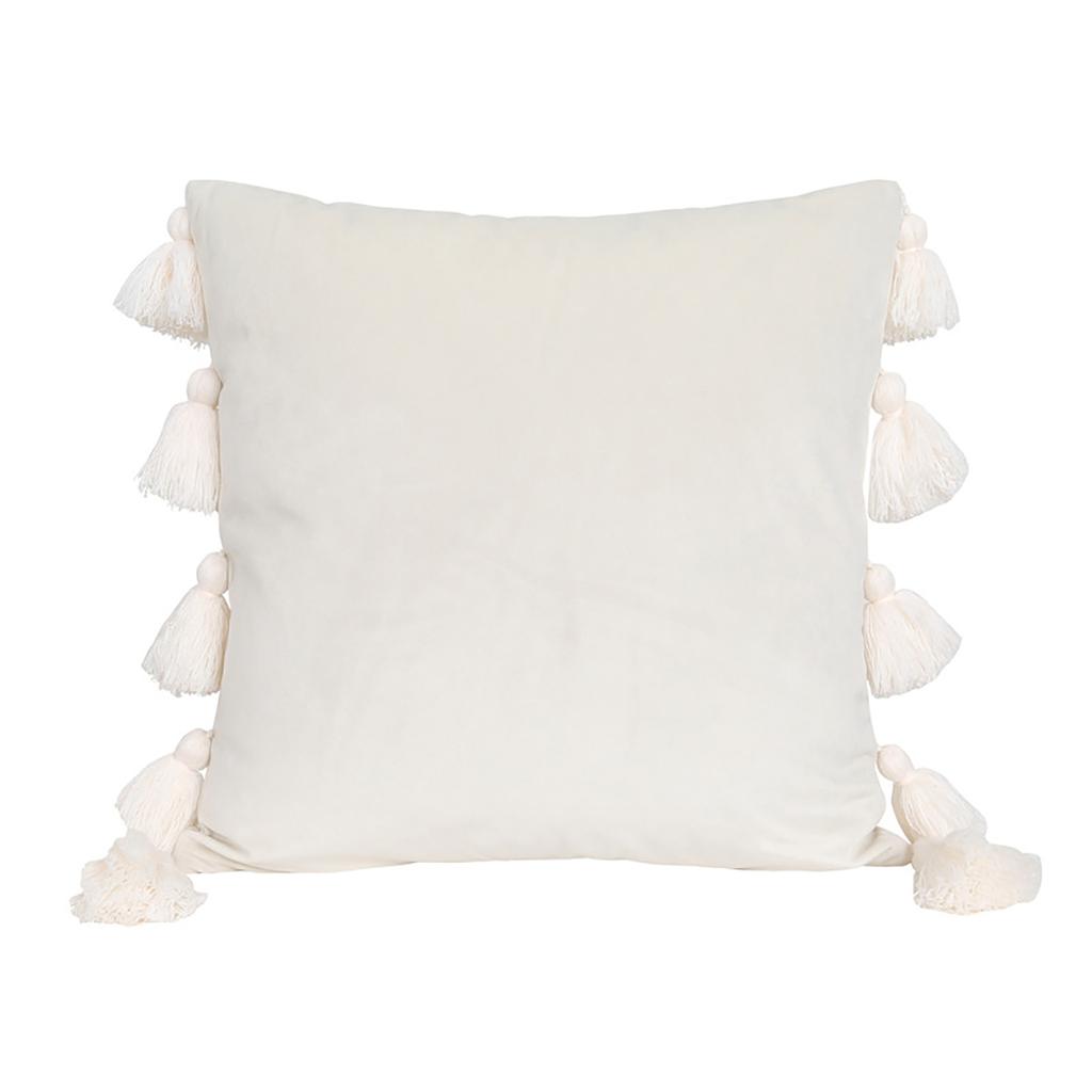 Comfortable Velvets Throw Pillowcase with Fringes Detail Bohemian Cushions Cover for Bed and Chair