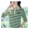 Spring and Autumn Commuting Casual Fashionable Striped Polo Shirt Long Sleeve T-shirt Female Fashionable Mom Top