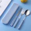 3pcs Set Stainless Steel Portable Fork Spoon Chopstick Student Cutlery Set with Box Travelling Dinnerware Set