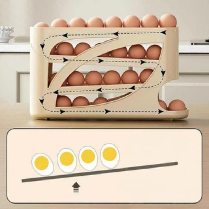 Rolling Egg Dispenser for Refrigerator - Auto-Rolling Egg Holder for Fridge Door Multi-Layer Sloped Egg Storage Container 2