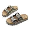 New Summer Rhinestone Platform Slippers - Women’s Plus Size Belt Buckle Slides for Outdoor Wear